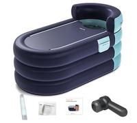 Jacuzzi inflable con bomba eléctrica, bañera portátil independiente, ideal para baños calientes y de hielo, incluye manguera de drenaje y tapa