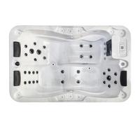 Jacuzzi Modena para exteriores blanco - con cubierta - Dimensiones: 205 x 130 x 70 cm, 35 chorros de masaje, iluminación LED, radio, altavoz, Bluetooth, jacuzzi para 3 personas
