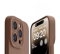Jacyren Funda de silicona para iPhone 15 Pro, suave TPU líquida, carcasa de silicona líquida, resistente a los golpes, resistente a los arañazos, protección de la cámara de cuerpo completo (marrón,