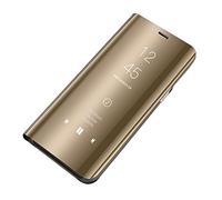Jacyren Funda Galaxy A70, funda Galaxy A40, Slim Mirror Flip Case Clear View Espejo Antigolpes Case con Función Stand Cover Protectora Funda para Samsung Galaxy A40/A70/A50, dorado, Galaxy A40