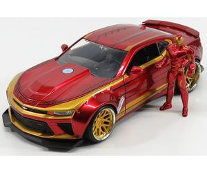 JADA 1/24 CHEVCHEVROLET CAMARO COUPÉ IRON MAN FIGURA 2016 MODELO ESTÁTICO DIE...