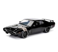 Jada- 1:24 Fast & Furious 8-Dom's '72 Plymouth GTX Coche Coleccionable en Miniatura, Color Negro, Talla única (98292)