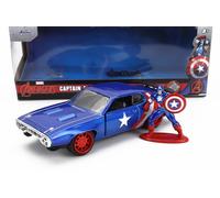 1:32 JADA Plymouth Gtx With Captain America Figure 1972 Blue Red White 253223024