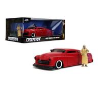 Jada 1951 Mercury Matt Red con rayas moradas y Creep Diecast Figura Creepshow (1982) Movie Hollywood Rides Series 1/24 Diecast Model Car