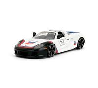 Jada 2005 Porsche Carrera GT Convertible #4 "Chevron, White Toys 35136-1/24 Escala Diecast Model Car
