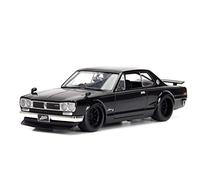 Jada 253203004 Toys Fast & Furious Brian's 1971 Nissan Skyline GT-R 2000 (C10) Coche Tuning Modelo a Escala 1:24 con alerón, Puertas Que se abren, capó y Maletero, Rueda Libre, Color Negro