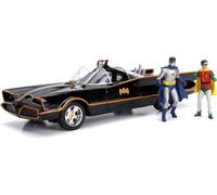 Jada - Batmóvil Coche Metal 1:18, Modelo 1966 Classic de la Serie de TV, Coleccionismo, con 2 Figuras