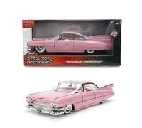 Jada Cadillac Coupe DeVille 1959 - Coche modelo fundido a presión - Vehículo coleccionable Lowrider clásico rosa, puertas de apertura, interior detallado, juguetes a escala 1:24