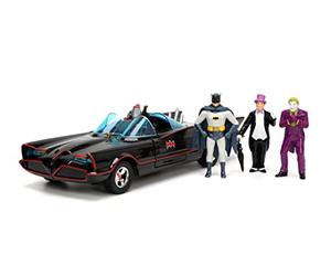 Jada- Coche Batmóvil Clásico Deluxe, Serie TV 1966, Escala 1:24 (19cm), Incluye 4 Figuras, Fabricado en Metal de Calidad Fundido a Presión, Partes Móviles, A partir de 8 Años (253215011)