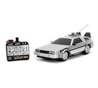 Jada - Coche Delorean de Radio Control- vehiculo teledirigido, con Funcion Turbo y luz hasta 10 km/h, Carga USB, para niños a Partir de 6 Años.
