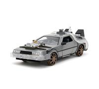 Jada- Coche Delorean Regreso al Futuro III- Maqueta a Escala 1:24 (20cm), Metálico, Ruedas de Ferrocarril, Luces, Oficial y Auténtico, para Adultos y niños a Partir de 8 años (253255073)