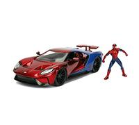 Jada Coche FORD GT 2017 1:24 con figura Spider Man 1/24 DIE CAST Marvel, rojo/azul (Jada Toys 99725)
