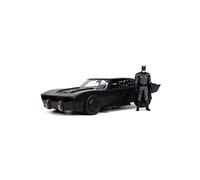 DC Comics 1:24 The Batman Batmobile - Coche Fundido a presión con Figura de Batman de 2.75 Pulgadas, Juguetes para niños y Adultos, Negro/Plateado