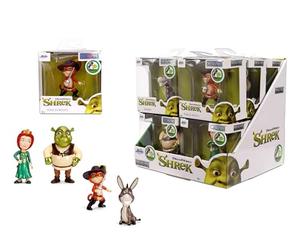 Jada Figuras de Metal Shrek 7 cm, 4 Surtidos coleccionables DreamWorks, Personajes Shrek, Burro, Fiona y Gato con Botas, Caja Ventana Individual, envío Aleatorio, 8 años (9385285300W01)