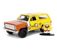 Jada JA31798 1:32 HWR-1980 Chevy K5 Blazer con Figura de Bob Esponja, Coche en Miniatura Coleccionable, Amarillo, Talla única