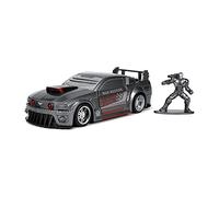 Jada JA33082 1:32 HWR-Ford Mustang con Figura de máquina de Guerra Iron Man Coche Miniatura Coleccionable, Gris, Talla única