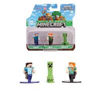 Jada Minecraft 4 Cms - 3 Figuras de Metal - Steve, Alex, Un Creeper - Licencia Oficial - A Partir de 3 años