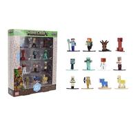 Jada Minecraft Nano Metalfigs Series 17 - Figura fundida a presión, paquete de 12, incluye Steve, Alex, Diamond Armor Zombie y más juguetes