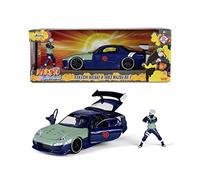 Jada- Naruto Coche Mazda RX-7 1995 de Kakashi Hatake, 1:24, en Metal, Rueda Libre, Apertura de Puertas, capó, Maletero, con Figura de Kakashi Die-Cast (253255055)