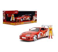 Jada One Punch Man con Toyota Supra 1995 - Vehículo Inspirado en Anime a Escala 1:24, Modelo Altamente detallado con Figura de Saitama, para Mayores de 8 años