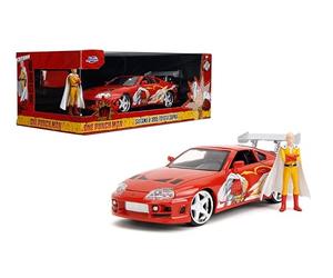 Jada One Punch Man con Toyota Supra 1995 - Vehículo Inspirado en Anime a Escala 1:24, Modelo Altamente detallado con Figura de Saitama, para Mayores de 8 años