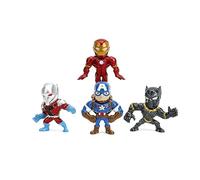 Jada- Pack de 4 Figuras de los Vengadores- Hechos en Metal Fundido, Iron Man, Capitán América, Black Panther, Antzman, de 7cm, A Partir de 8 años (253222014)