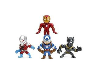Jada- Pack de 4 Figuras de los Vengadores- Hechos en Metal Fundido, Iron Man, Capitán América, Black Panther, Antzman, de 7cm, A Partir de 8 años (253222014)