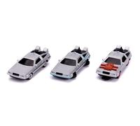 Jada - Regreso AL Futuro Set 3 Diferentes Modelos de Mini Coche Car 4cm Delorean 1 2 3 Nano Blister NV-5 Back To The Future