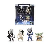 Jada Star Wars Metalfigs - Paquete de 4 figuras Wave 2 - The Mandalorian, Imperial Remnant AT-RT Driver, Zeb Orrelios, Grogu Die-Cast Figures 6.3 cm Scale - Juego de exhibición estilizado juguetes