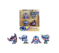 Jada - Stitch 6 cms - Set de 4 Piezas - Estuche de 4 Figuras de Metal - 4 Versiones de Tono Favorito - Licencia Oficial - A Partir de 8 años
