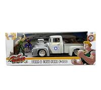 Jada- Street Fighter II, Ford Pickup Escala 1:24, en Metal, Giro de Ruedas, Apertura de Puertas y Figura de Guile (253255057)