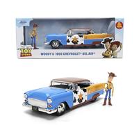 Jada Toy Story Woody 1955 Chevrolet Bel Air - Coche fundido a presión con figura escala 1:24 - Juguetes coleccionables Hollywood Rides