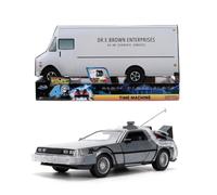 Jada Delorean Regreso al Futuro Escala 1:24, edición Plateada, 40 Aniversario, Coche metálico con luz y Puertas abatibles, Caja coleccionista, Licencia Oficial (9336849314R00)