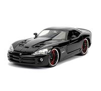 Jada Toys 253203057 Fast & Furious Letty's Dodge Viper SRT-10 - Modelo de Tuning a Escala 1:24, Puertas Abiertas, capó y Maletero, Rueda Libre, Color Negro Brillante