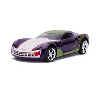 Jada Toys 253252016 DC Comics Super Heroes Joker 2009 Chevy Corvette Stingray - Coche de Juguete de Die-Cast, Puertas Abiertas, Escala 1:32, Color Morado