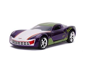 Jada Toys 253252016 DC Comics Super Heroes Joker 2009 Chevy Corvette Stingray - Coche de Juguete de Die-Cast, Puertas Abiertas, Escala 1:32, Color Morado