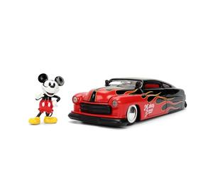 Jada Toys Auto Mercury Coupé 1951 (19 cm) con Figura de Mickey Mouse (7 cm) - Modelo de Coche con Piezas para Abrir, Juego de Juguetes de Metal para Fans y coleccionistas a Partir de 8 años