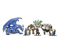 Jada Toys Dungeons and Dragons Figuras Set (Mega Pack con 7 figuras coleccionables en 3 tamaños) - Figuras DND de metal a partir de 12 años (elfo, bárbaro humano, enano, golem, ogro, beolder, dragón),