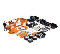 Jada Toys Fast & Furious Brian & Toyota Supra - Kit de maqueta, Escala 1:24, Build n' Collect con Figura fundida a presión de 7 cm, Naranja