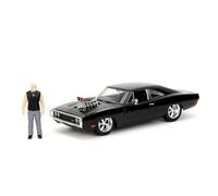 Jada Toys Fast & Furious Coche Dodge Charger 1970, Escala 1:24, 19 cm, con Figura de Dominic Toretto 8 cm, Modelo metálico con Partes abatibles, Juguete Coleccionable,+8 años (9335907314R00)
