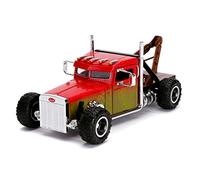 Jada Toys Fast & Furious Hobbs and Shaw Custom Peterbilt Truck, Escala 1:24, Puerta Abierta, Rueda Libre, Rojo/Amarillo