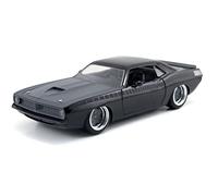 Jada Toys Fast & Furious Letty's 1970 Plymouth Barracuda - Modelo de Tuning a Escala 1:24, Puertas para Abrir, capó y Maletero, Rueda Libre, Negro Mate