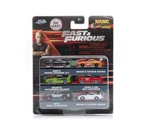 Jada Toys Fast & Furious - Pack de 6 Nano-vehículos (1,65 Pulgadas) - Juego de 6 Modelos de Coches de Metal con Licencia Oficial, Mini vehículos para Fans y niños a Partir de 3 años, Kit de