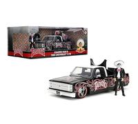 Jada Toys Hollywood Rides Chevy C10 1985 fundido a escala 1:24 con figura de hombre Tapatio - Puertas abiertas, interior detallado, neumáticos de goma - Tema del Día de los Muertos - Coleccionable