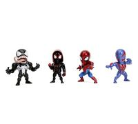 Jada Toys - Juego de 4 Figuras de Marvel (4 Piezas) de Metal Wave 1 Cultura Pop Figuras coleccionables Spider-Man Classic, Venom, Miles Morales Unmasked, Spider-Man 2099, 4 Unidades/Set, 6 cm