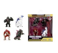 Jada Toys Juego de 4 Figuras Godzilla x Kong (Godzilla, King Kong, Shimo, Skar King) - 4 Figuras coleccionables MonsterVerse de Metal, 6,5 cm Cada una, para Fans y coleccionistas a Partir de 8 años,