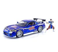 Jada- Street Fighter II, Chun-Li, Mazda RX-7 de 1993, Escala 1:24 , en Metal, Giro de Ruedas, Apertura de Puertas y Figura de Chun-Li (253255062)