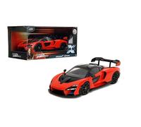 Jada Toys McLaren Senna - Vehículo fundido a escala 1:24 Fast & Furious - Interior detallado, capó de apertura, puertas y cajuela - Modelo de coche coleccionable para mayores de 8 años - Naranja/Negro