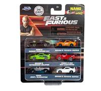 JADA Toys Nano Fast Speed - Juego de 6 mini autos Supra/Eclipse/Jeep/Charger/F-150 Fast & Furious