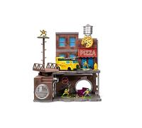 Jada Toys Ninja Turtles Nano Scene Turtle Lair (30 x 25 cm) - Telón de Fondo para coleccionar Figuras de Juguete (Incluye 4 Tortugas Ninja Mutantes Adolescentes de Metal y Accesorios de Juego, a